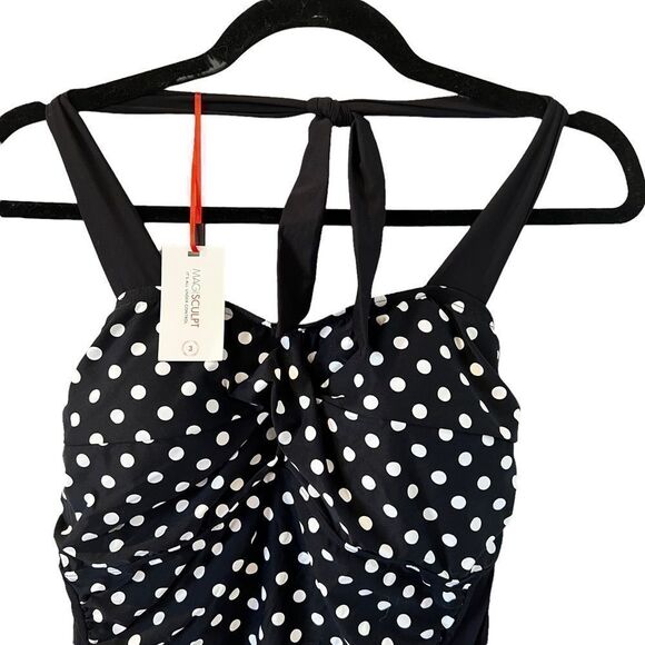 Magicsculpt Retro polkadot one piece Colorblock swimsuit NWT - Picture 3 of 6